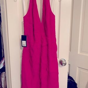 Tadshi Pink Fuchsia shirred Cocktail dress